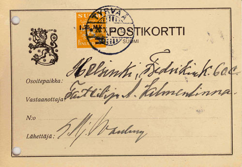 Kirjekortti Tyrv&auml;&auml;lt&auml;